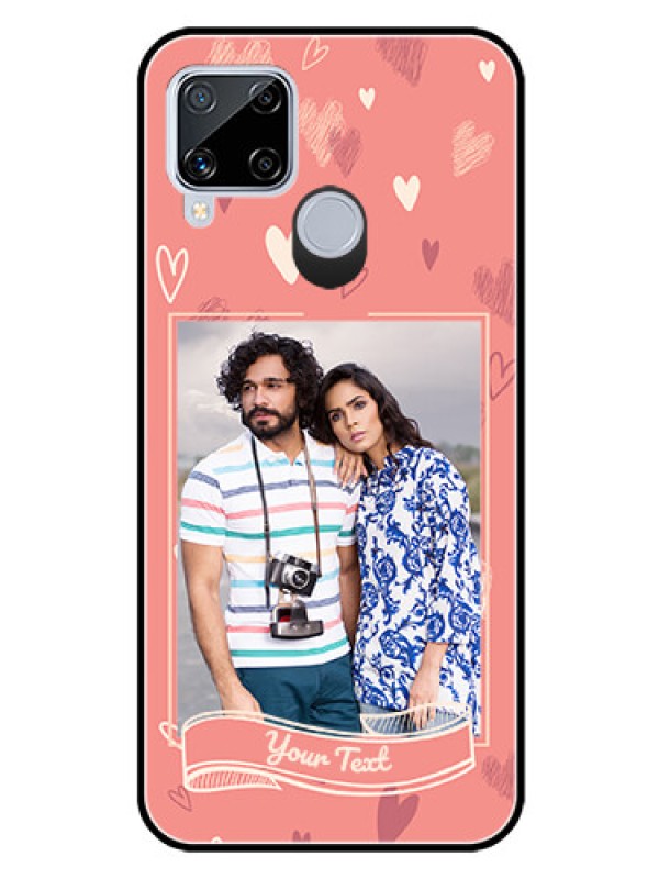 Custom Realme C15 Custom Glass Phone Case  - Love doodle art Design
