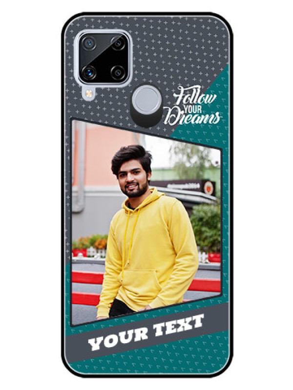 Custom Realme C15 Personalized Glass Phone Case  - Background Pattern Design with Quote