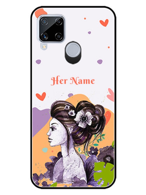 Custom Realme C15 Personalized Glass Phone Case - Woman And Nature Design