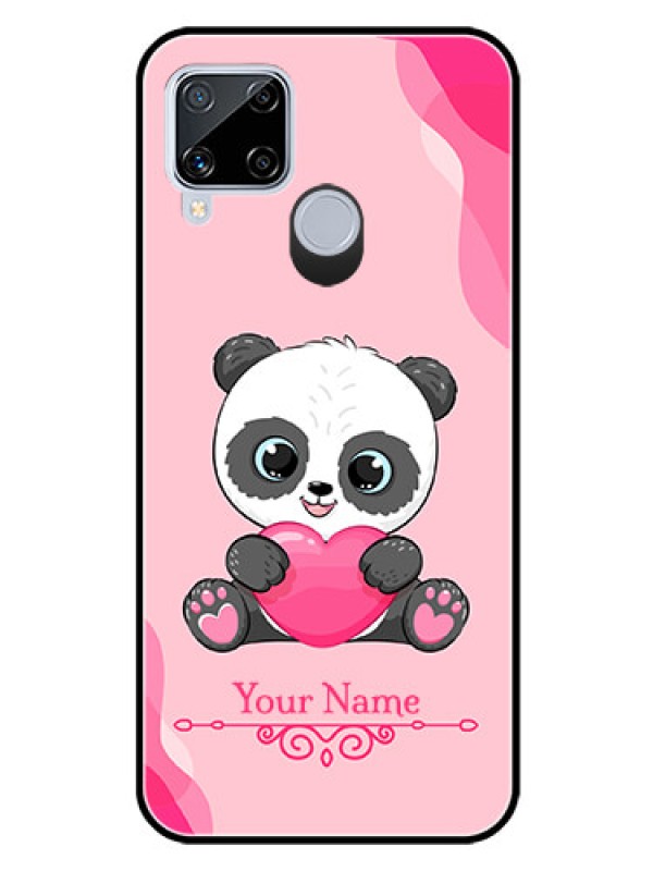 Custom Realme C15 Custom Glass Mobile Case - Cute Panda Design