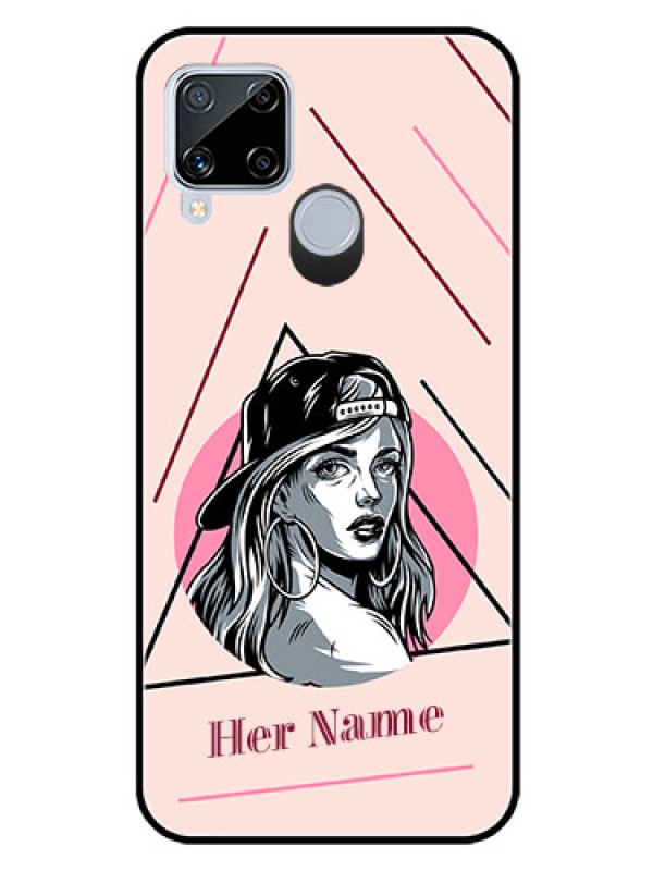 Custom Realme C15 Personalized Glass Phone Case - Rockstar Girl Design