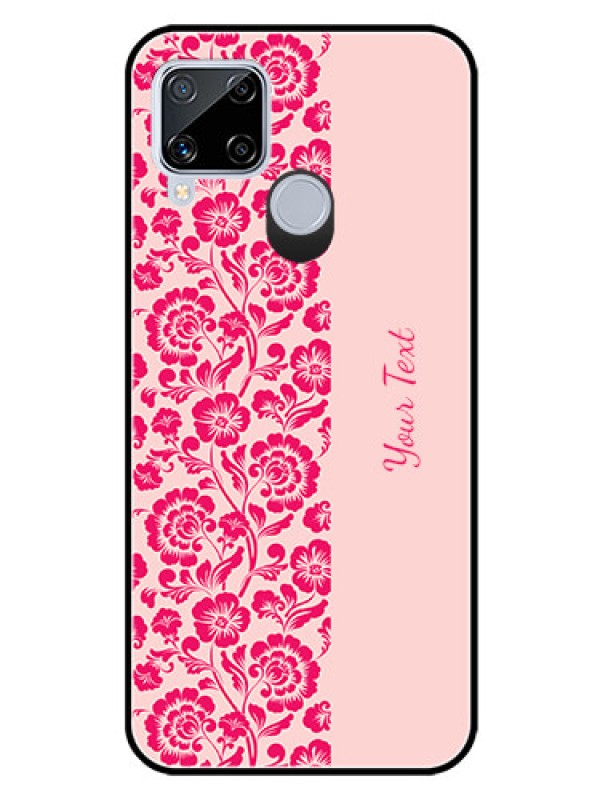 Custom Realme C15 Custom Glass Phone Case - Attractive Floral Pattern Design