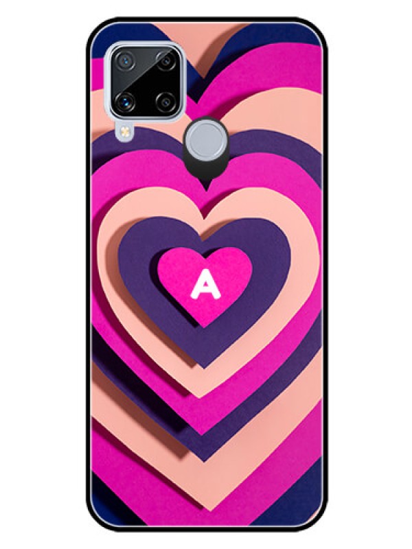 Custom Realme C15 Custom Glass Mobile Case - Cute Heart Pattern Design