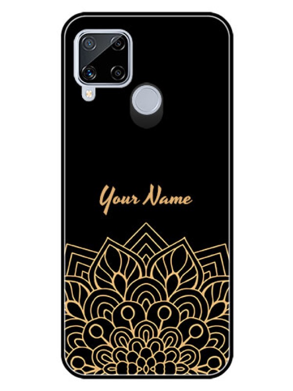 Custom Realme C15 Custom Glass Phone Case - Golden mandala Design