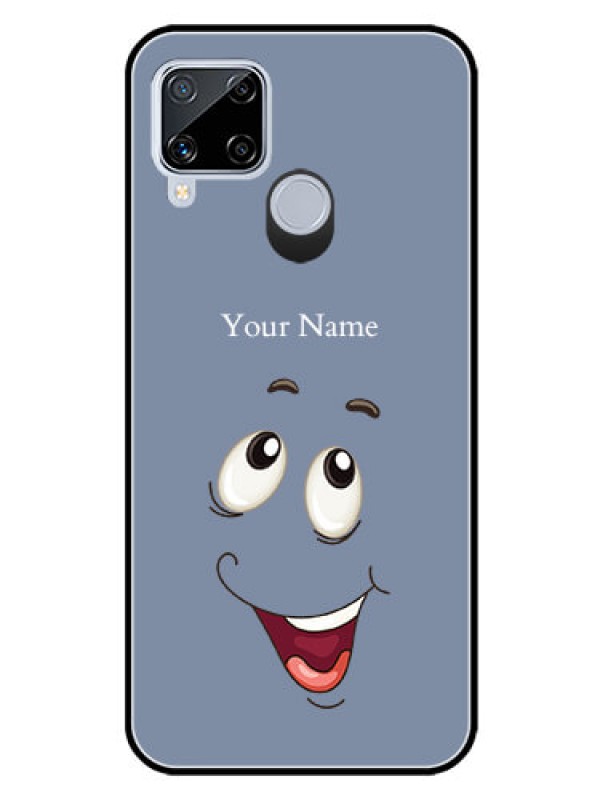 Custom Realme C15 Photo Printing on Glass Case - Laughing Cartoon Face Design