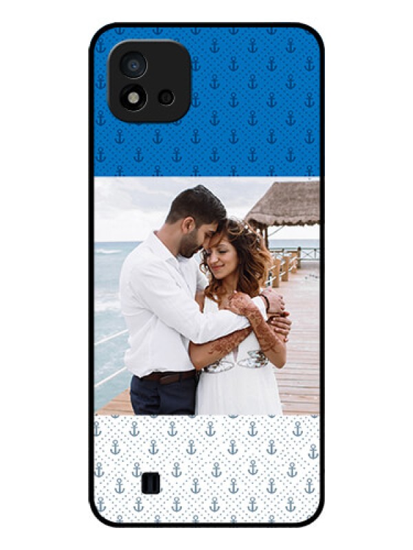 Custom Realme C20 Photo Printing on Glass Case - Blue Anchors Design