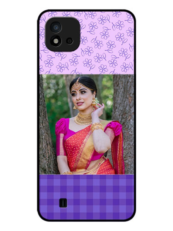 Custom Realme C20 Custom Glass Phone Case - Purple Floral Design