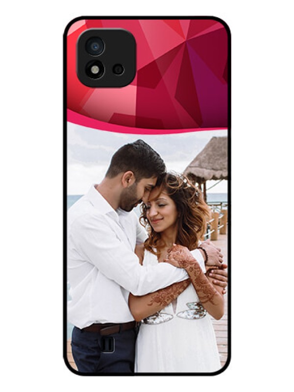 Custom Realme C20 Custom Glass Mobile Case - Red Abstract Design