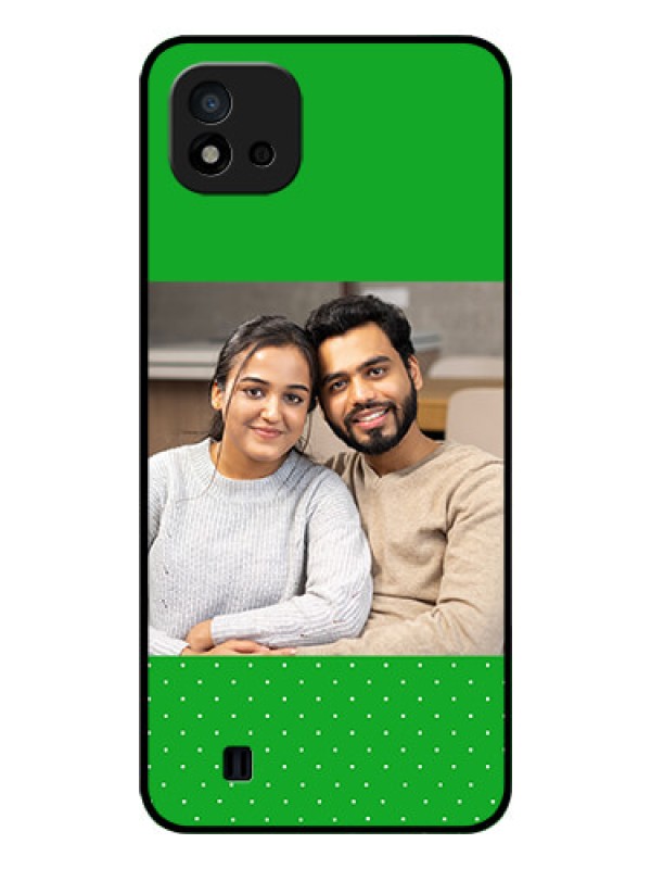 Custom Realme C20 Personalized Glass Phone Case - Green Pattern Design
