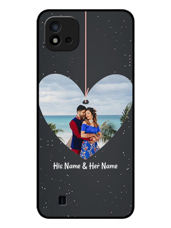 Custom Realme C20 Custom Glass Phone Case - Hanging Heart Design