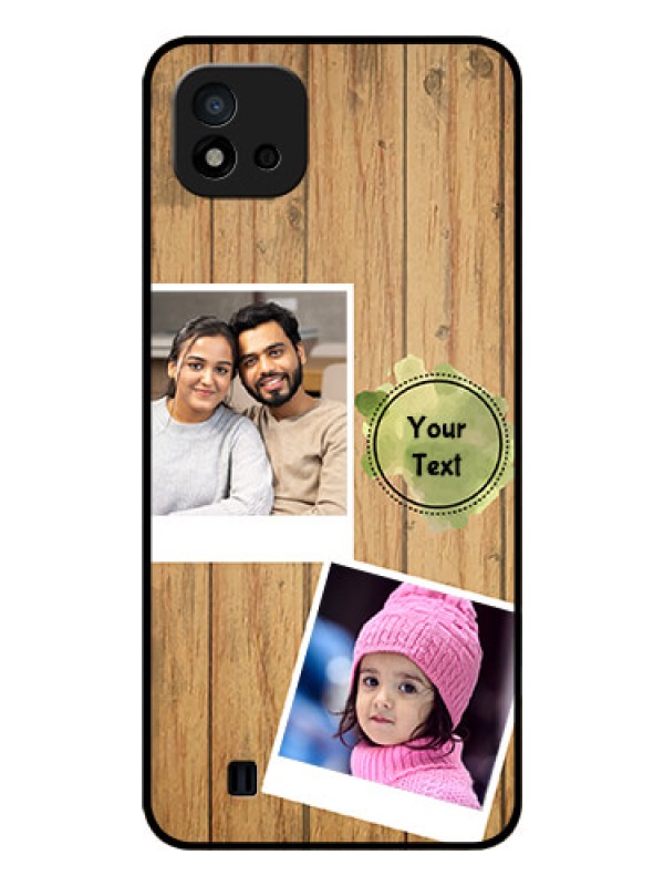 Custom Realme C20 Custom Glass Phone Case - Wooden Texture Design
