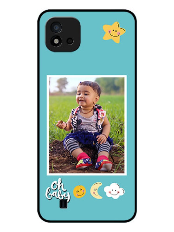 Custom Realme C20 Personalized Glass Phone Case - Smiley Kids Stars Design