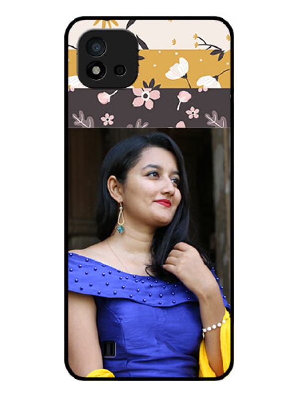 Custom Realme C20 Custom Glass Phone Case - Stylish Floral Design