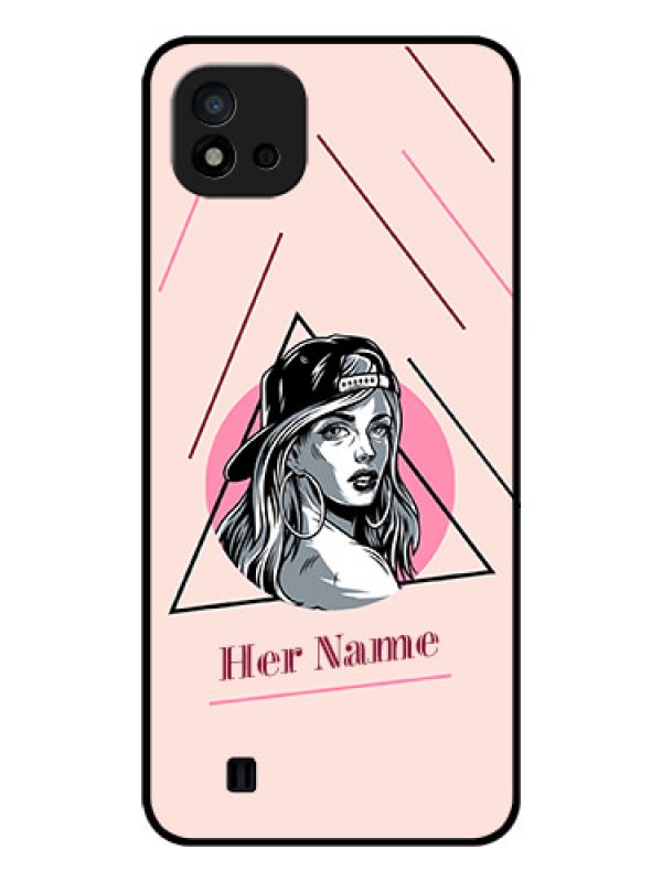 Custom Realme C20 Personalized Glass Phone Case - Rockstar Girl Design