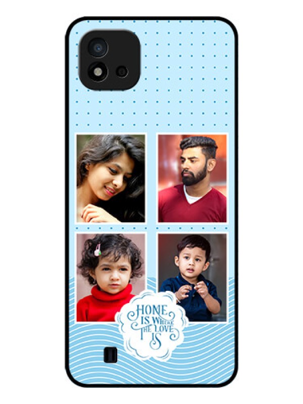 Custom Realme C20 Custom Glass Phone Case - Cute love quote with 4 pic upload Design