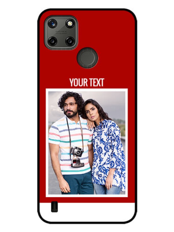 Custom Realme C21-Y Personalized Glass Phone Case - Simple Red Color Design