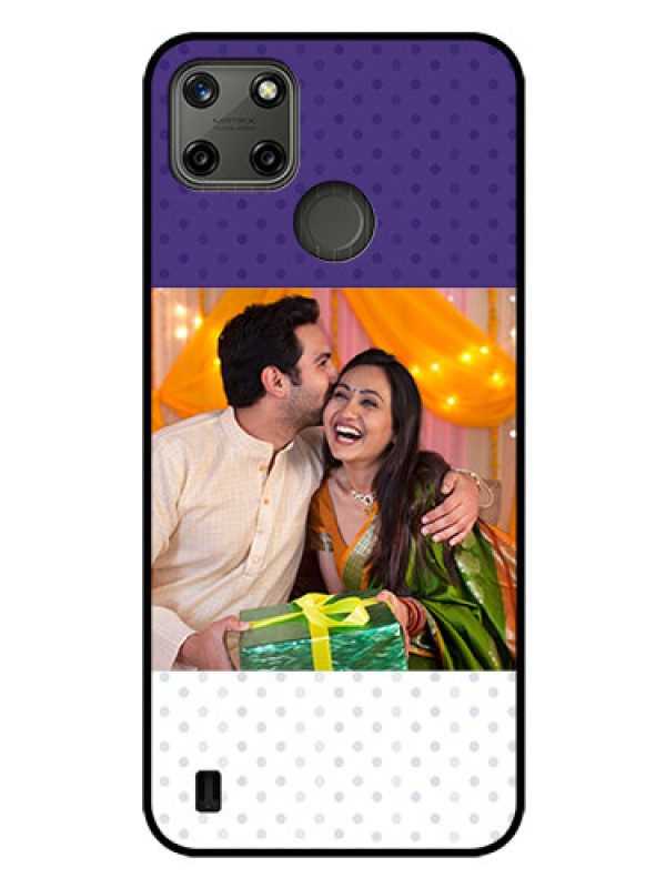 Custom Realme C21-Y Personalized Glass Phone Case - Violet Pattern Design