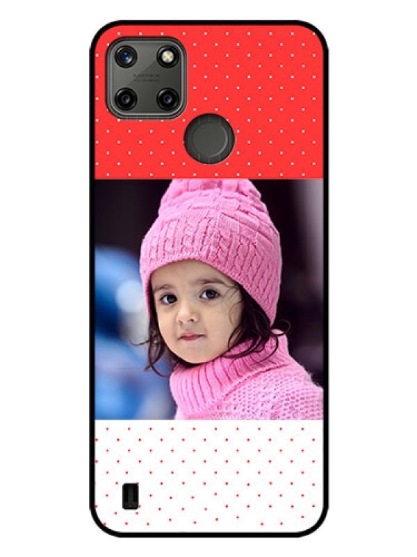 Custom Realme C21-Y Photo Printing on Glass Case - Red Pattern Design