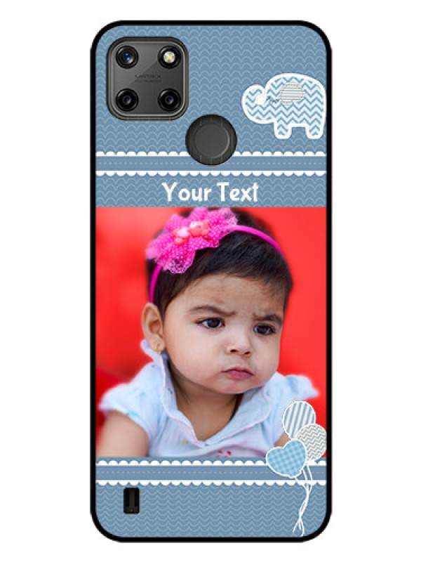 Custom Realme C21-Y Photo Printing on Glass Case - with Kids Pattern Design