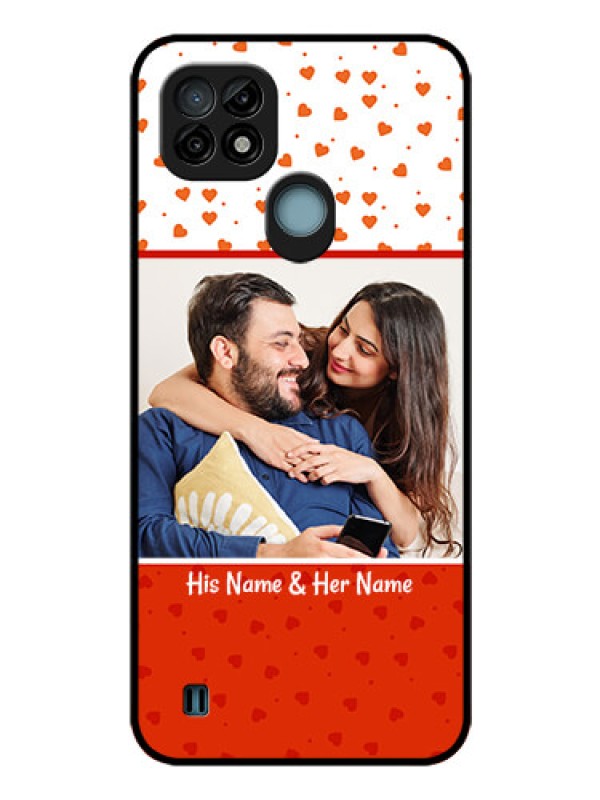 Custom Realme C21 Custom Glass Phone Case - Orange Love Symbol Design