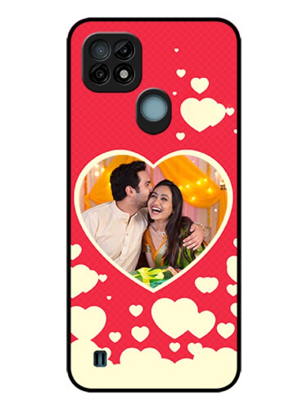 Custom Realme C21 Custom Glass Mobile Case - Love Symbols Phone Cover Design