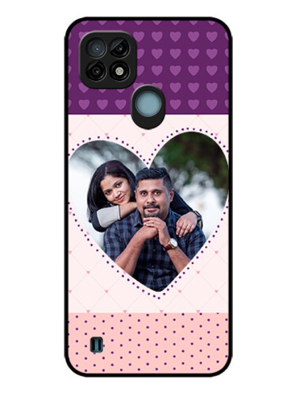 Custom Realme C21 Custom Glass Phone Case - Violet Love Dots Design