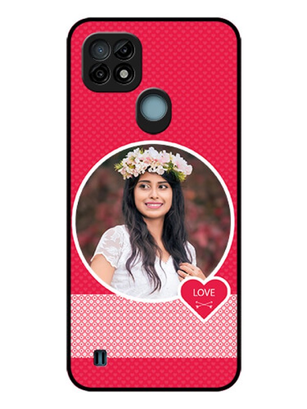 Custom Realme C21 Personalised Glass Phone Case - Pink Pattern Design