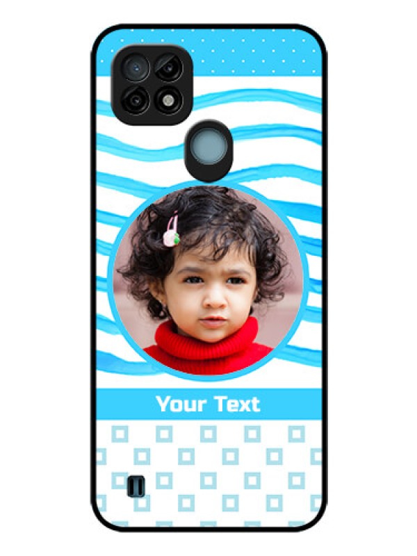 Custom Realme C21 Custom Glass Phone Case - Simple Blue Case Design