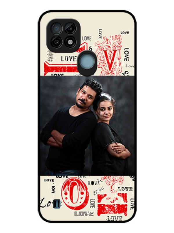 Custom Realme C21 Photo Printing on Glass Case - Trendy Love Design Case