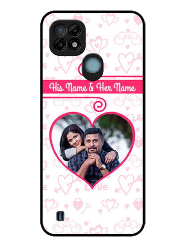 Custom Realme C21 Personalized Glass Phone Case - Heart Shape Love Design