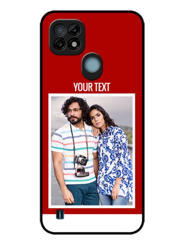 Custom Realme C21 Personalized Glass Phone Case - Simple Red Color Design