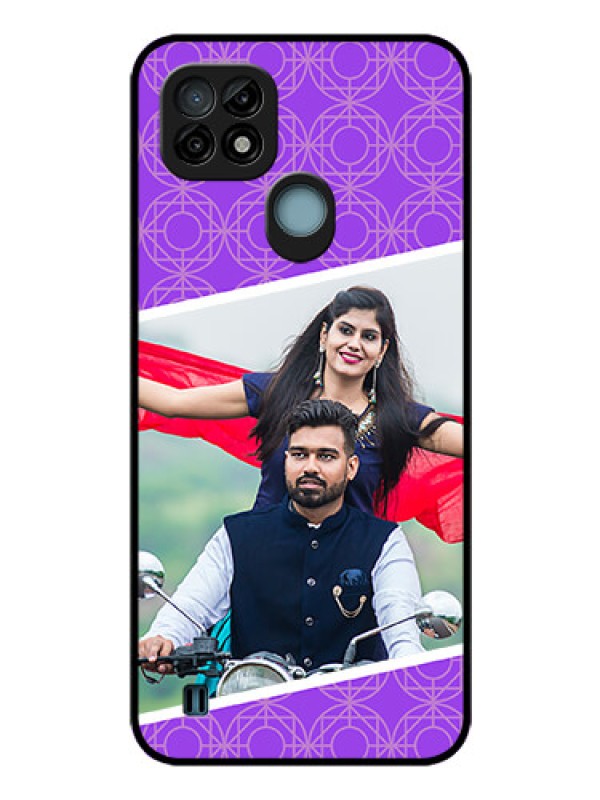 Custom Realme C21 Custom Glass Phone Case - Violet Pattern Design