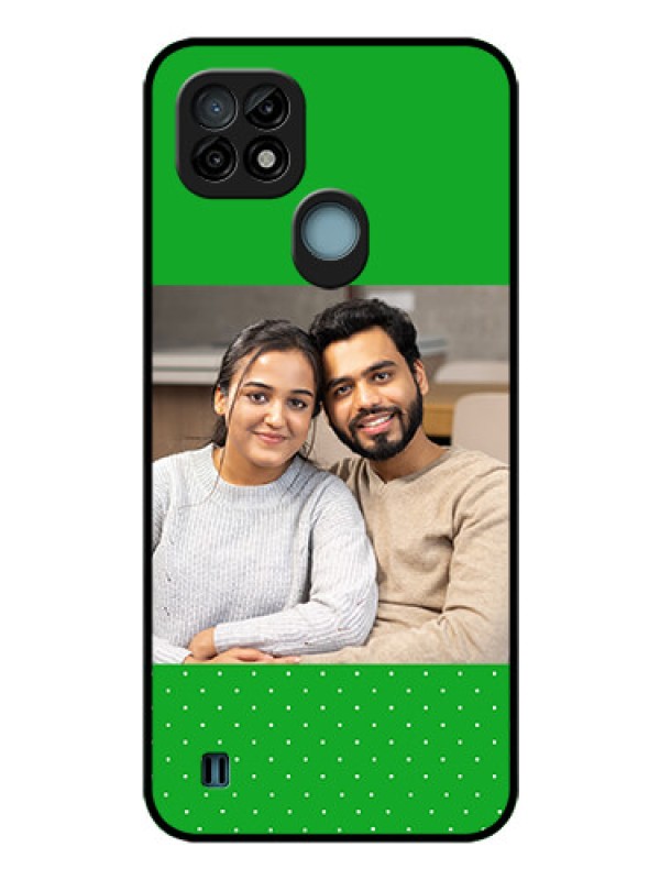 Custom Realme C21 Personalized Glass Phone Case - Green Pattern Design