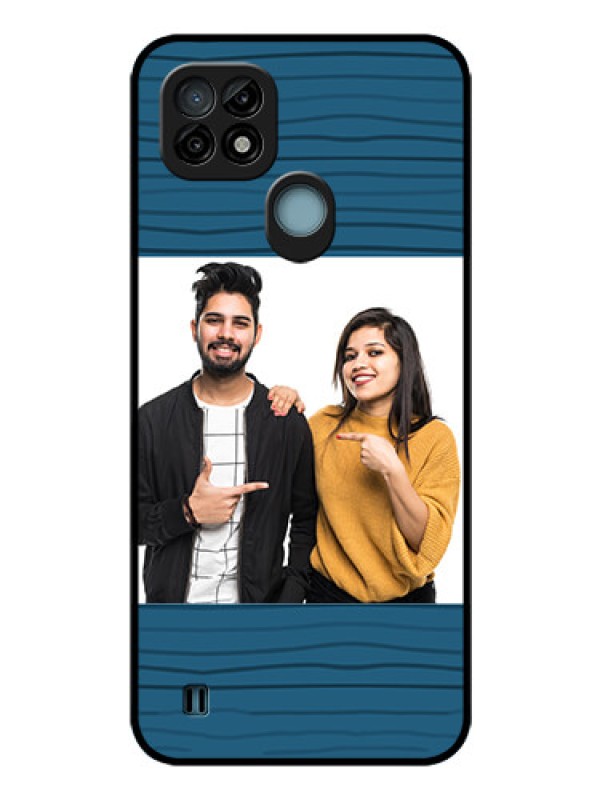 Custom Realme C21 Custom Glass Phone Case - Blue Pattern Cover Design