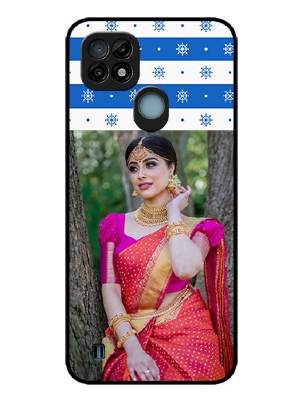 Custom Realme C21 Photo Printing on Glass Case - Snow Pattern Design