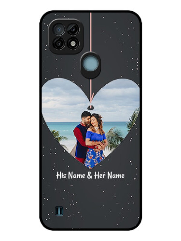 Custom Realme C21 Custom Glass Phone Case - Hanging Heart Design