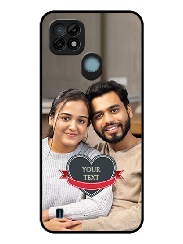 Custom Realme C21 Custom Glass Phone Case - Just Married Couple Design