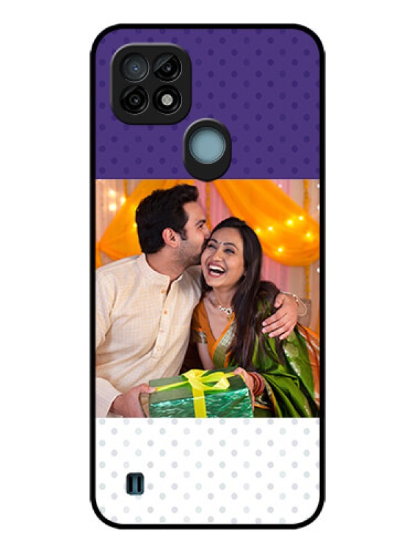 Custom Realme C21 Personalized Glass Phone Case - Violet Pattern Design