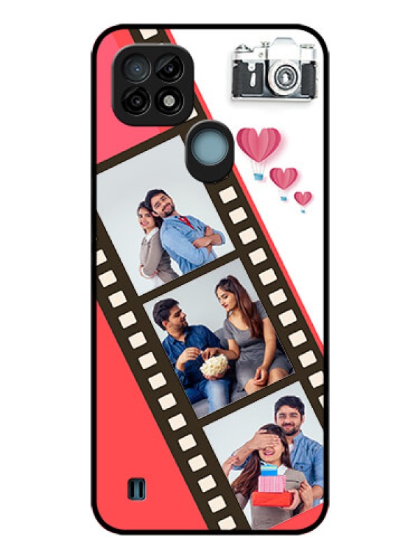 Custom Realme C21 Personalized Glass Phone Case - 3 Image Holder with Film Reel