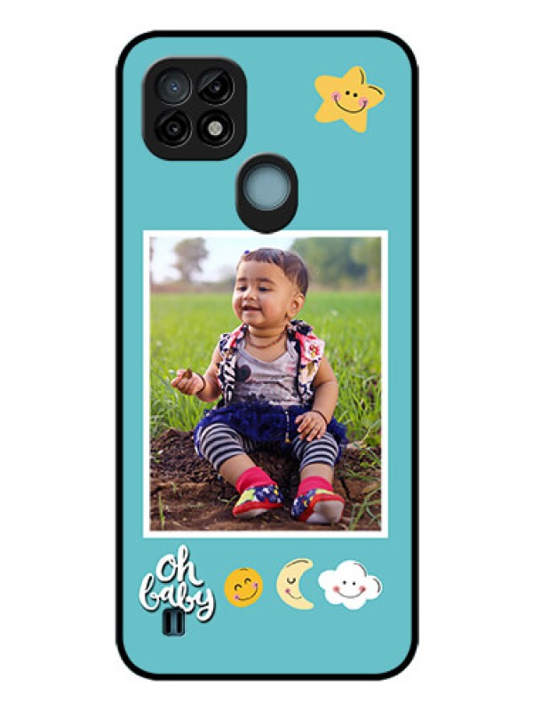 Custom Realme C21 Personalized Glass Phone Case - Smiley Kids Stars Design