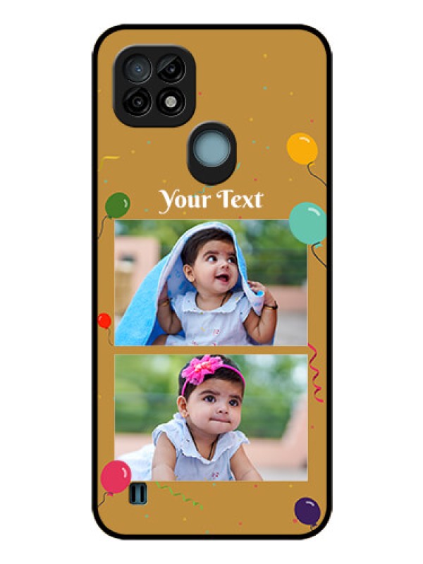 Custom Realme C21 Personalized Glass Phone Case - Image Holder with Birthday Celebrations Design
