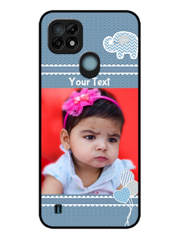 Custom Realme C21 Photo Printing on Glass Case - with Kids Pattern Design
