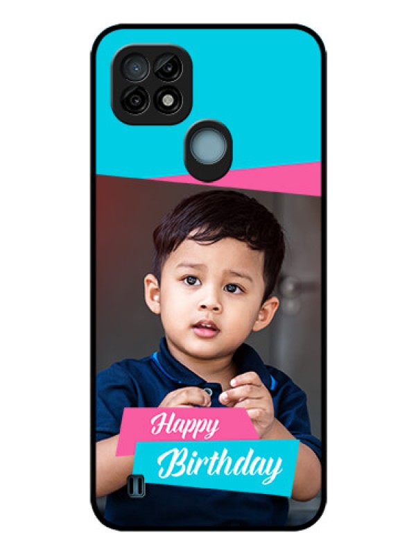 Custom Realme C21 Personalized Glass Phone Case - Image Holder with 2 Color Design