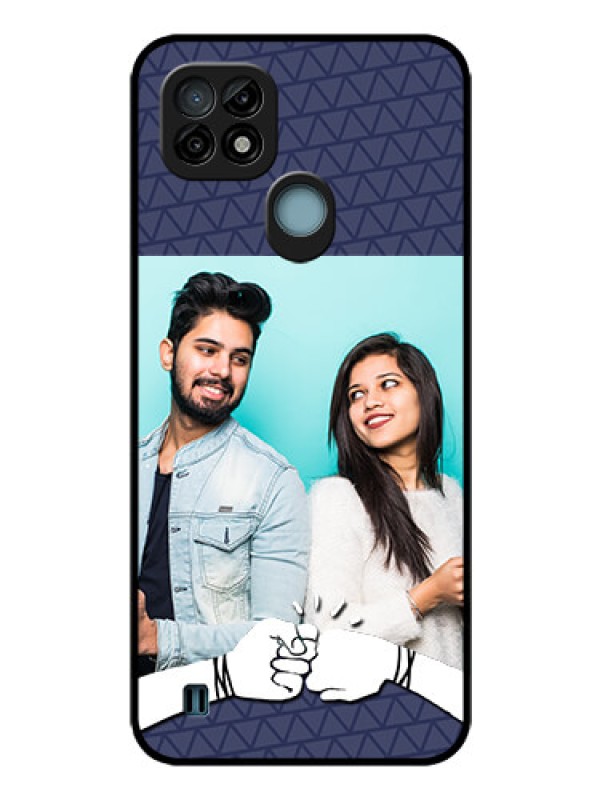Custom Realme C21 Photo Printing on Glass Case - with Best Friends Design 