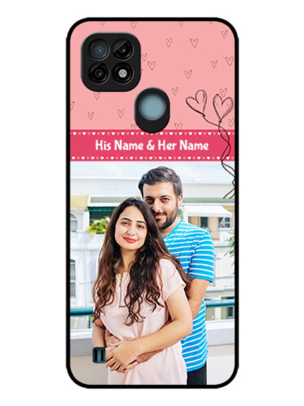 Custom Realme C21 Personalized Glass Phone Case - Love Design Peach Color