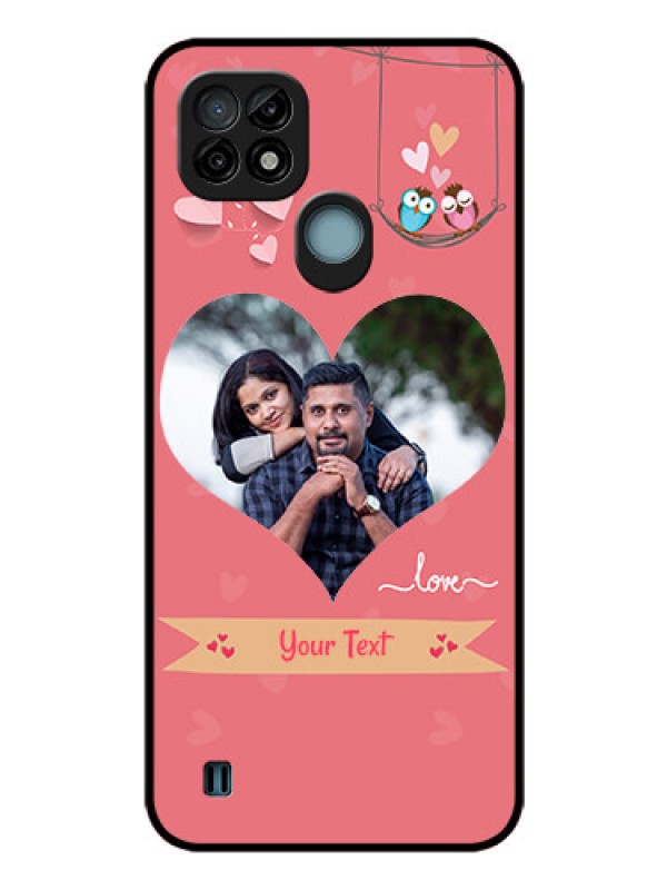 Custom Realme C21 Personalized Glass Phone Case - Peach Color Love Design 