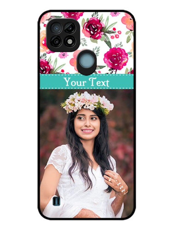 Custom Realme C21 Custom Glass Phone Case - Watercolor Floral Design