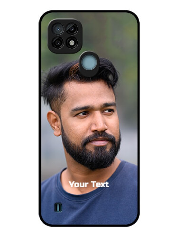 Custom Realme C21 Glass Mobile Cover: Photo with Text