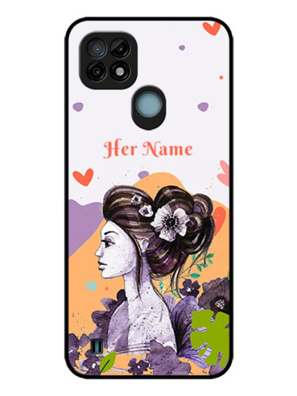 Custom Realme C21 Personalized Glass Phone Case - Woman And Nature Design