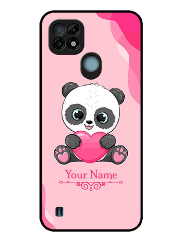 Custom Realme C21 Custom Glass Mobile Case - Cute Panda Design